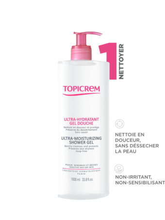 TOPICREME GEL DOUCHE_ULTRA-HYDRATANT/Peaux sensibles et sèches / 1L